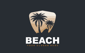 Palm Tree Logo Beach Summer DesignV31