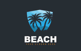 Palm Tree Logo Beach Summer DesignV32