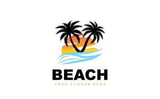 Palm Tree Logo Beach Summer DesignV3