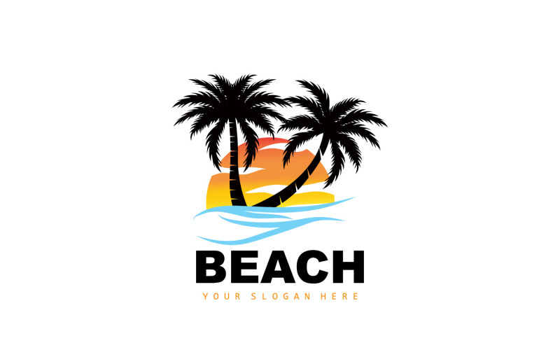 Palm Tree Logo Beach Summer DesignV5 Logo Template