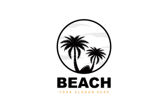 Palm Tree Logo Beach Summer DesignV9