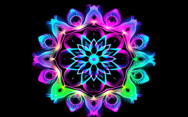 Colorful gradient neon mandala_colorful art ornament_colorful gradient_neon mandala_colorful art Background