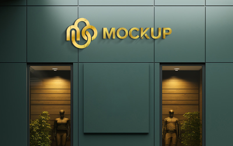 Facade sign logo mockup template Product Mockup