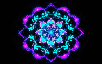 Neon mandala art_neon floral ornament background d esign