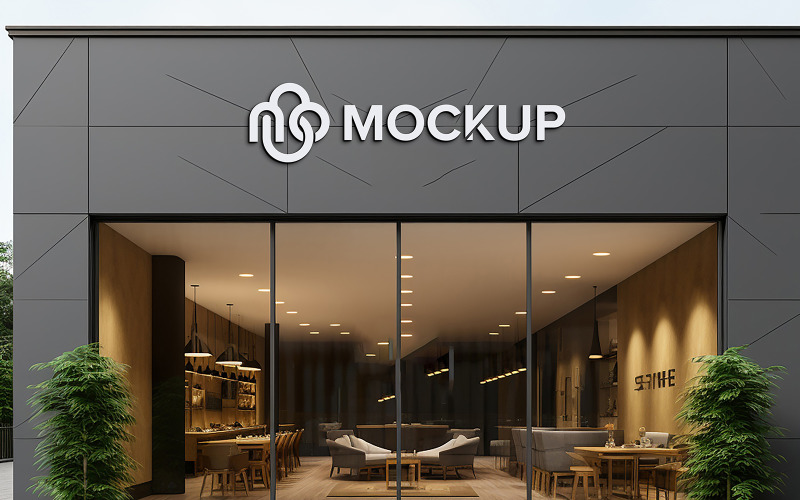 Store sign logo mockup template Product Mockup