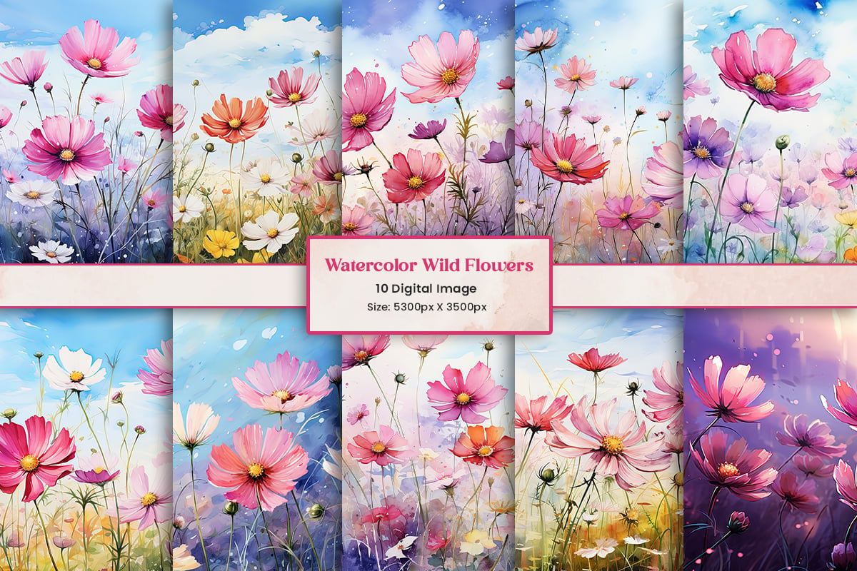 Kit Graphique #404954 Watercolor Wildflowers Divers Modles Web - Logo template Preview