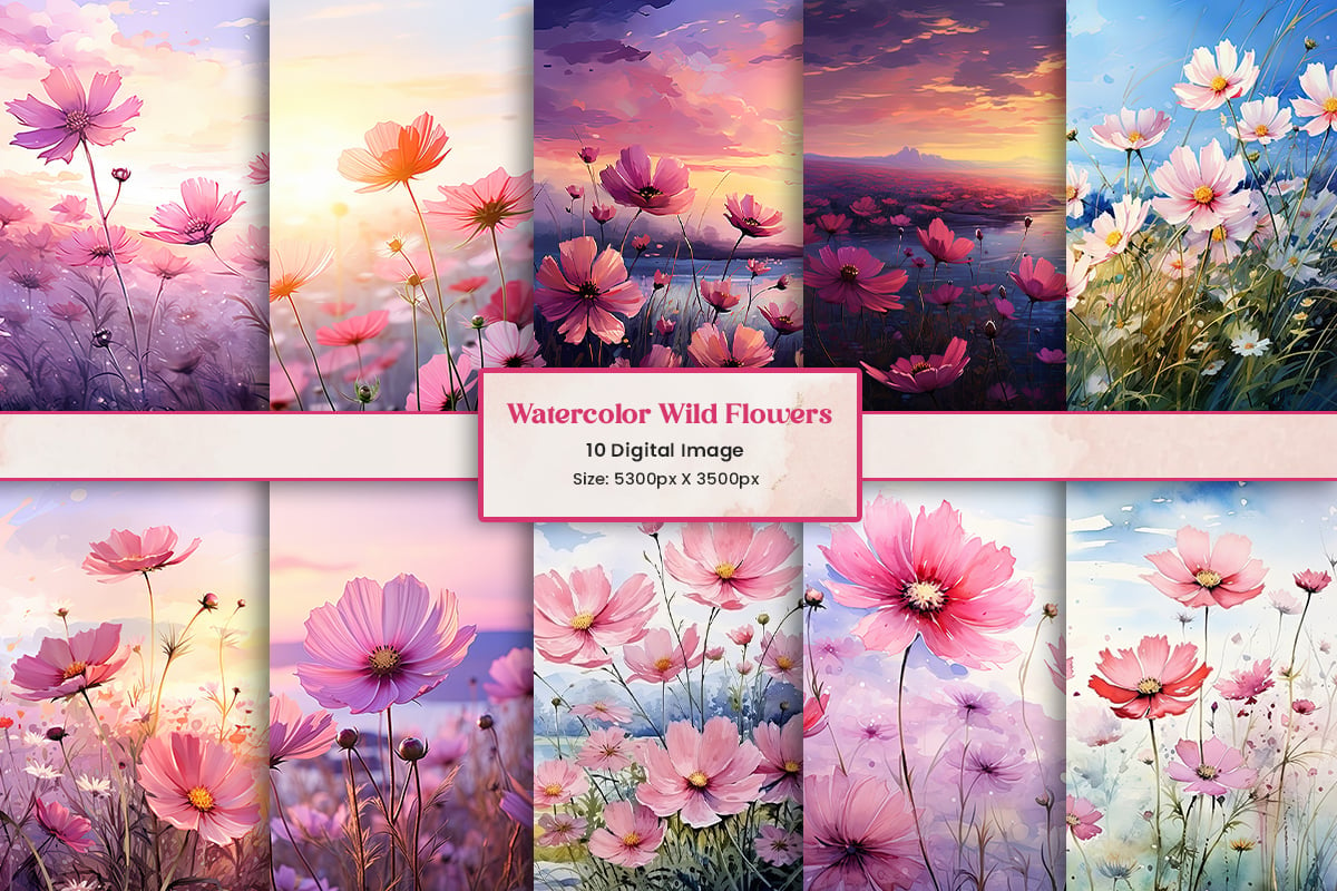 Kit Graphique #404957 Watercolor Wildflowers Divers Modles Web - Logo template Preview