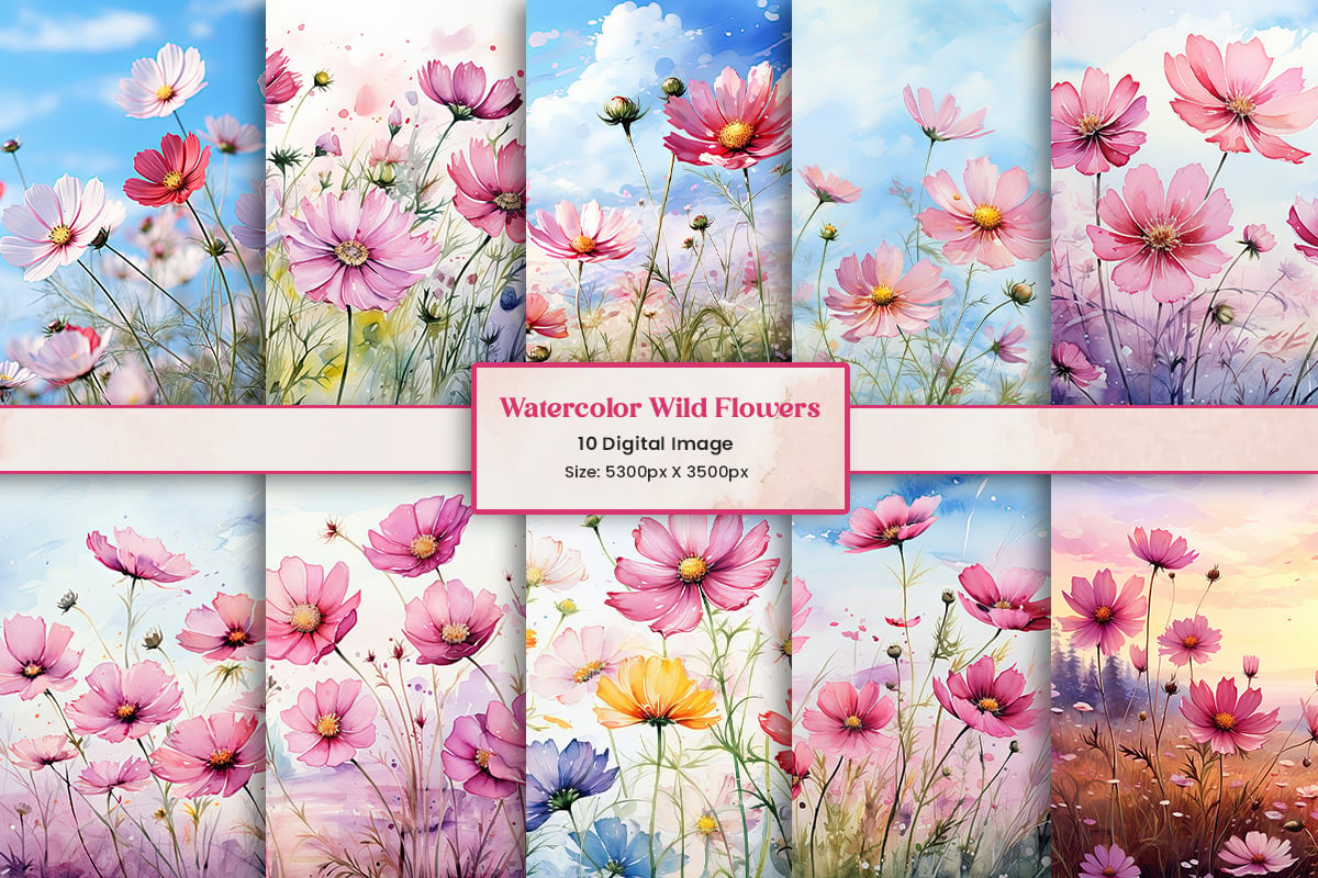 Kit Graphique #404958 Watercolor Wildflowers Divers Modles Web - Logo template Preview