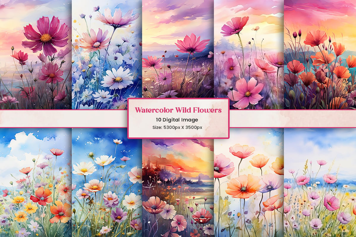 Kit Graphique #404959 Watercolor Wildflowers Divers Modles Web - Logo template Preview