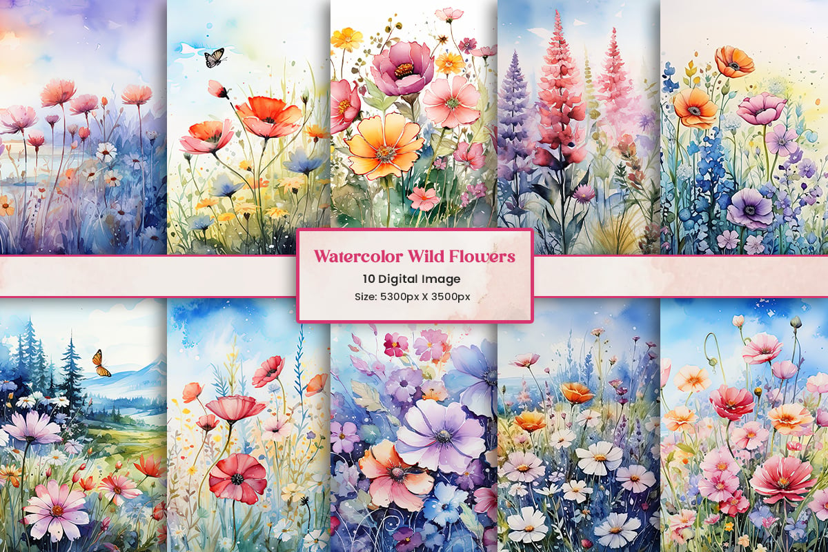 Kit Graphique #404960 Watercolor Wildflowers Divers Modles Web - Logo template Preview