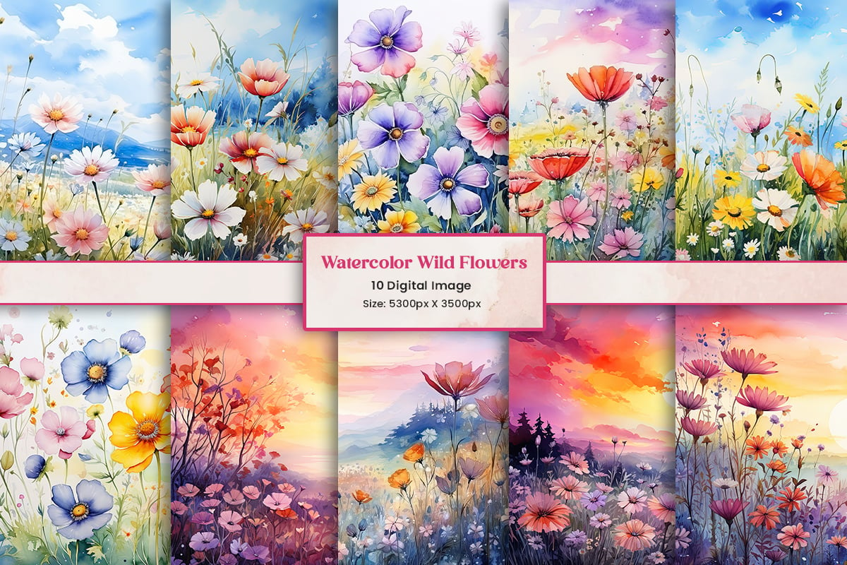 Kit Graphique #404961 Watercolor Wildflowers Divers Modles Web - Logo template Preview