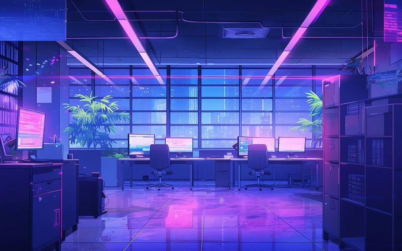 Blank neon office background Background