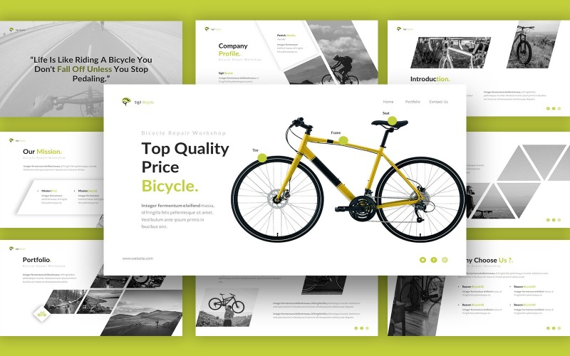 Brike Bicycle Powerpoint Template PowerPoint Template