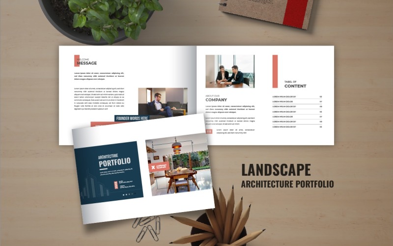 Landscape Architecture Portfolio or Landscape Architecture catalog brochure design template layout Corporate Identity