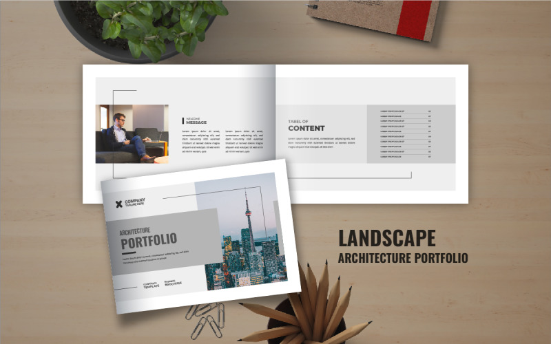 Landscape Architecture Portfolio or Landscape Architecture catalog brochure design template Corporate Identity