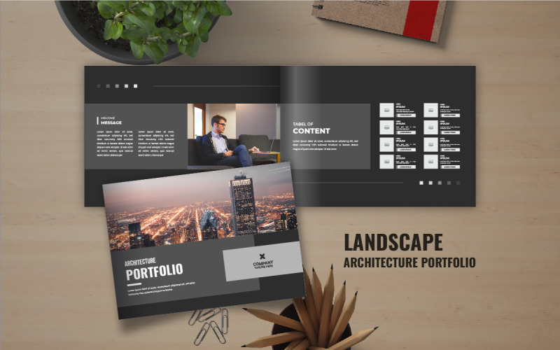 Landscape Architecture Portfolio or Landscape Architecture catalog brochure template design Corporate Identity