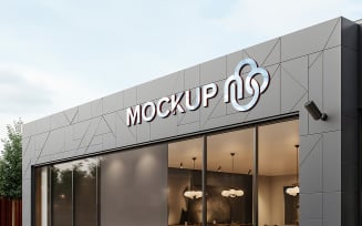 Logo mockup building facade sign