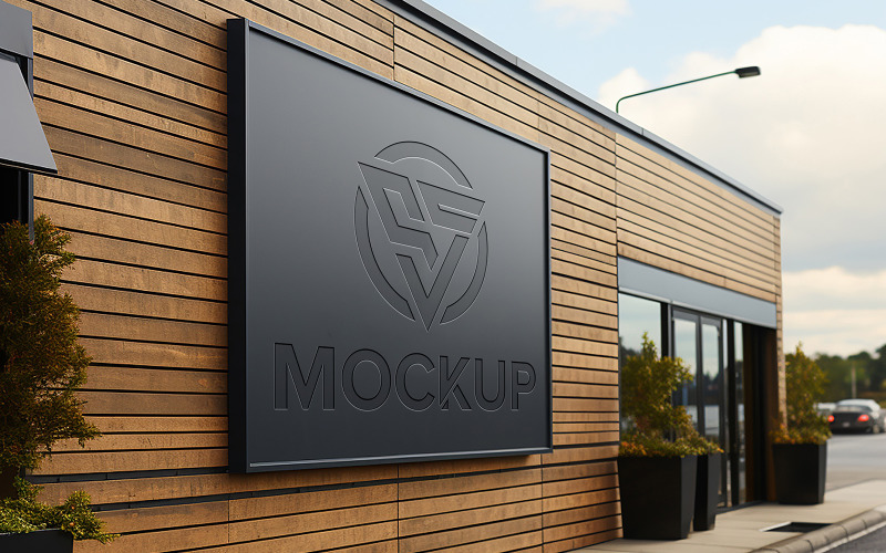 Luxury debossed building wall mockup Product Mockup