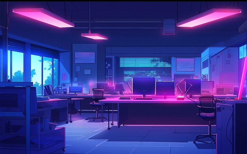Neon office interior background Background