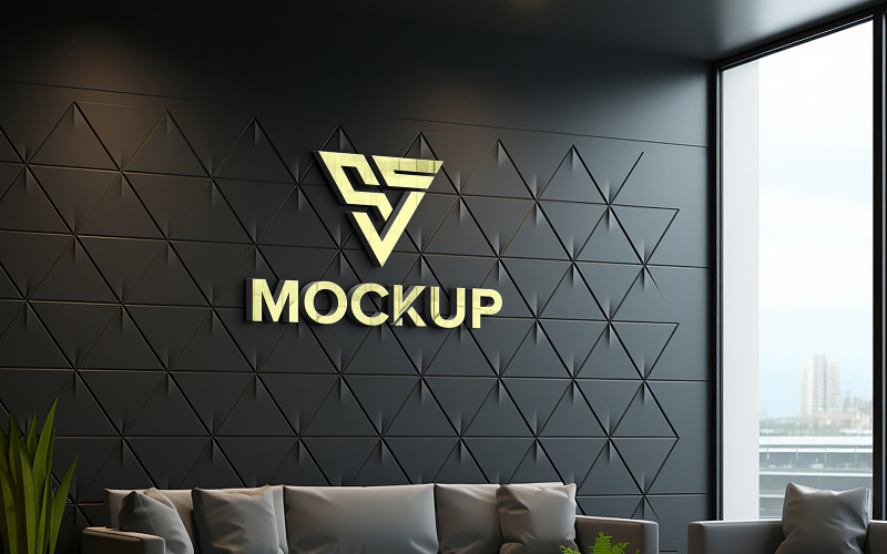 Office waiting room logo mockup psd Product Mockup