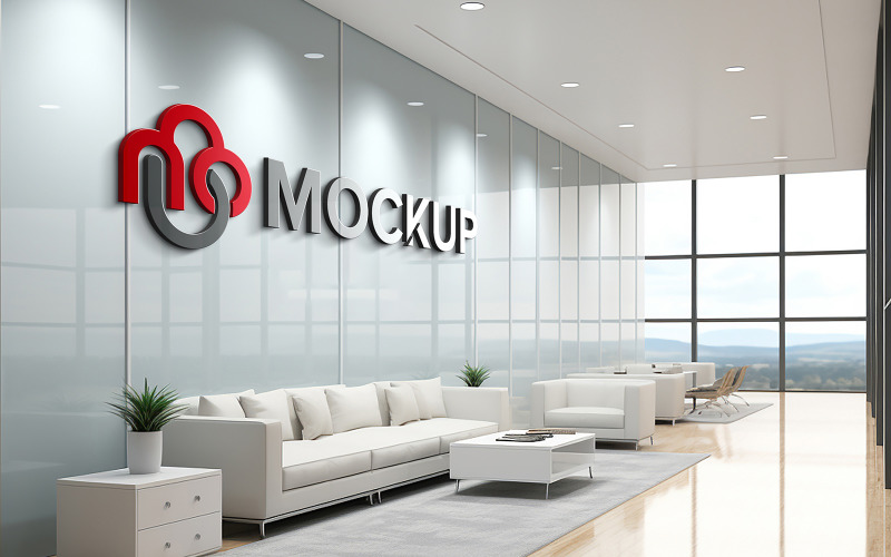 Office waiting room logo mockup Product Mockup