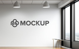 Realistic indoor logo mockup template