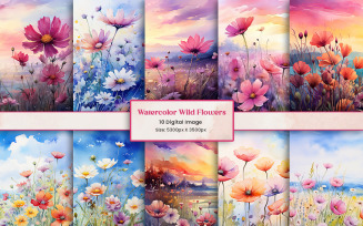 Watercolor Wildflowers Background
