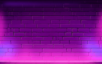 Brick wall with neon light_Brick wall with pink neon light