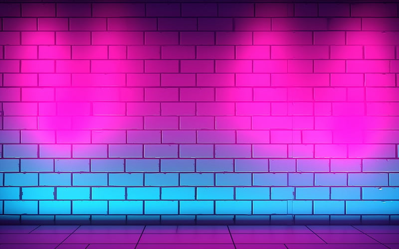 Brick wall with neon light Background