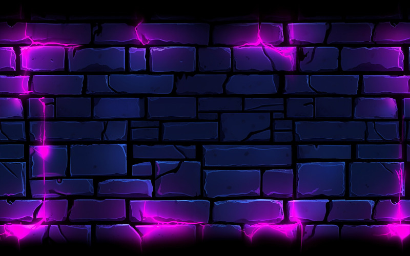 Dark brick wall with neon light Background