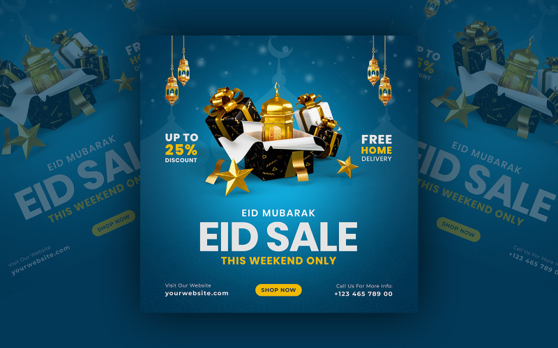 Eid Mubarak Sale Social Media Post Template