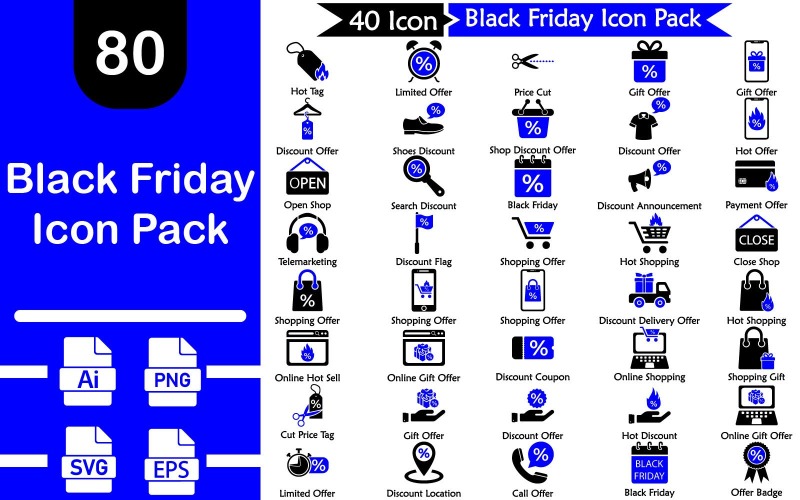 80 Premium Black Friday Icon Pack Icon Set