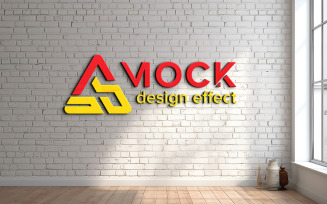 Indoor office wall logo mockup realistic 3d