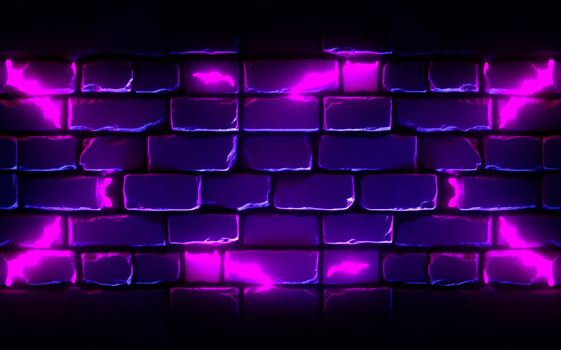 Neon stone wall background_brick wall with neon light effect_brick wall with neon action Background