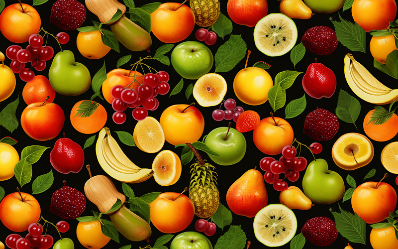 Tropical fruits pattern design Background