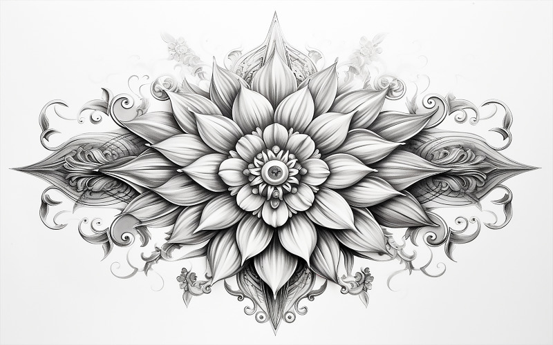 Black and white floral flower art Background