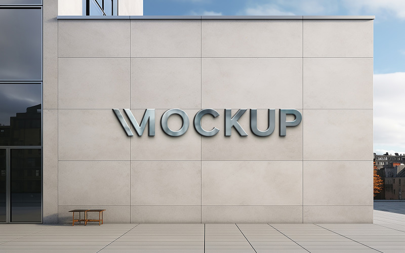 Building wall 3d logo mockup Product Mockup