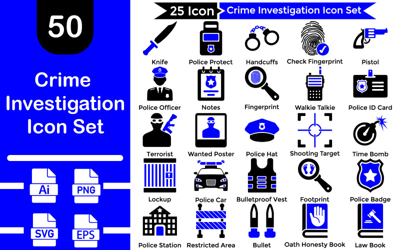 Crime Investigation Icon Set