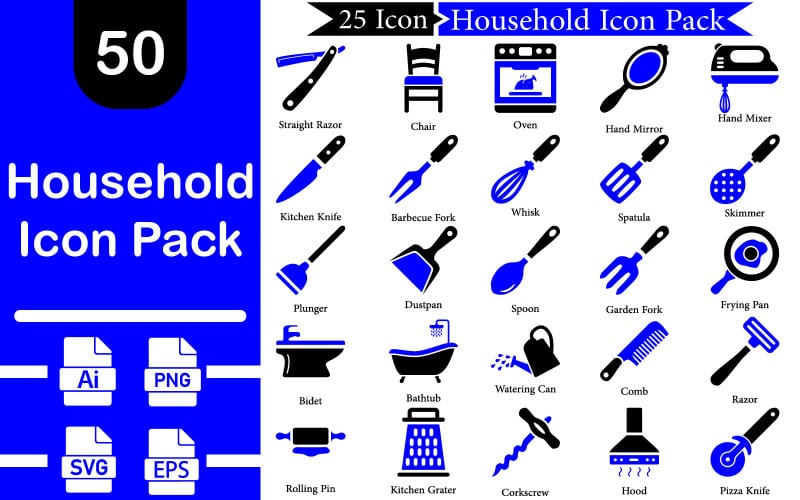 50 Premium Household Icon Pack Icon Set