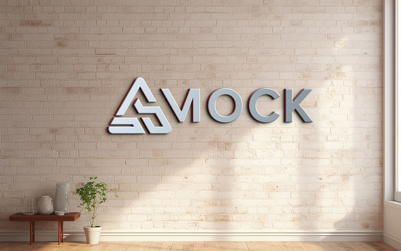 Indoor brick wall logo mockup realistic 3d Product Mockup