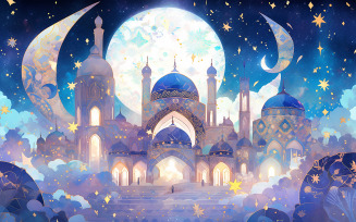 Luxury mosque_luxury mosque with moon