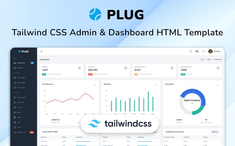 Plug - Tailwind CSS Admin & Dashboard Template Admin Template