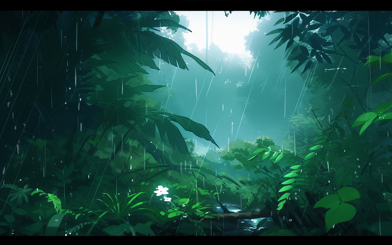Raining jungle_rainforest jungle background_live raining jungle Background