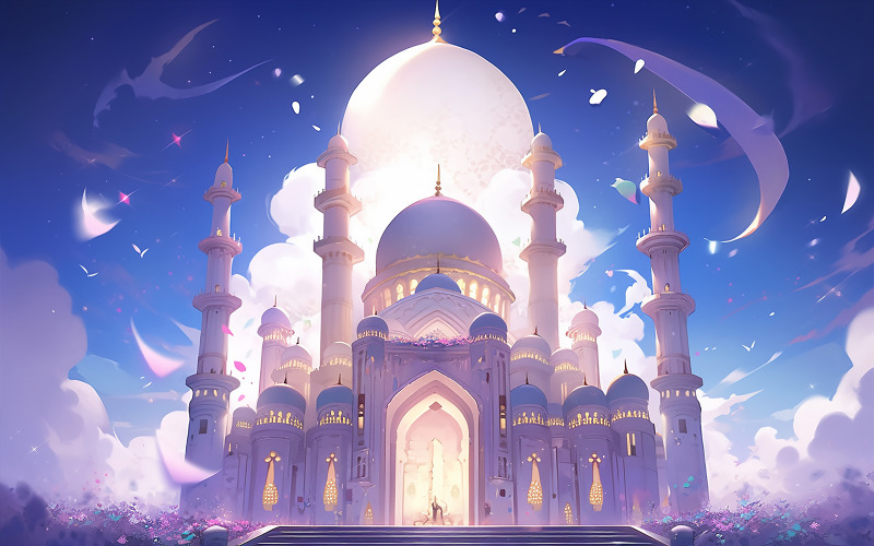 Realistic luxury mosque background Background