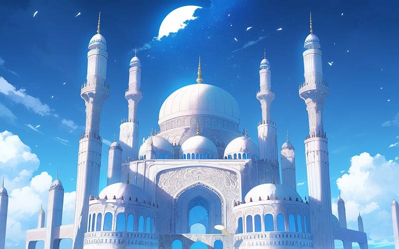 Realistic mosque background_luxury mosque Background