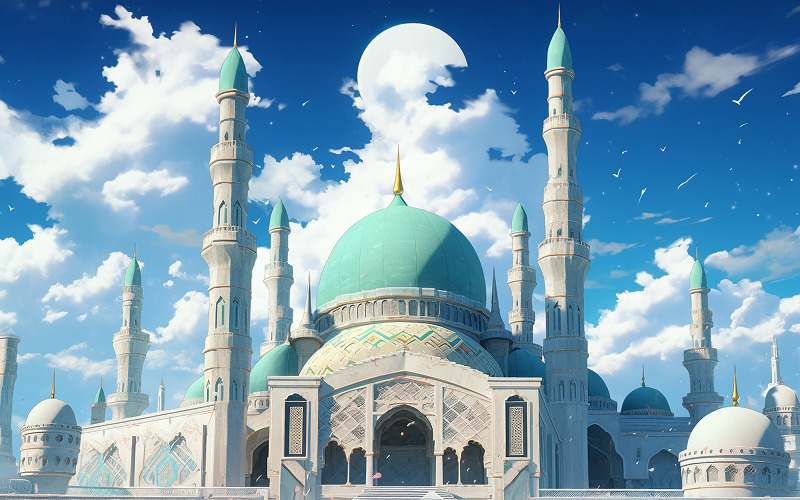 Realistic mosque background_mosque with minaret Background