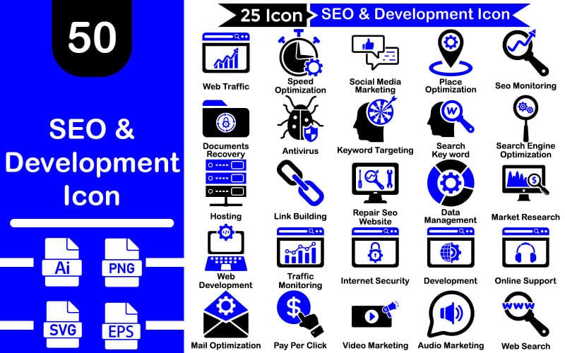 SEO and Development Icon Pack Icon Set