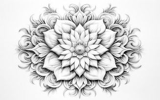 Black and white luxury ornament_black and white tropical floral art