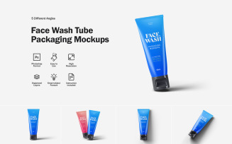 Face Wash Tube Packaging Mockups