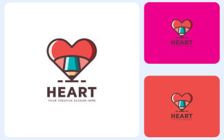 Heart Art Logo Design Template
